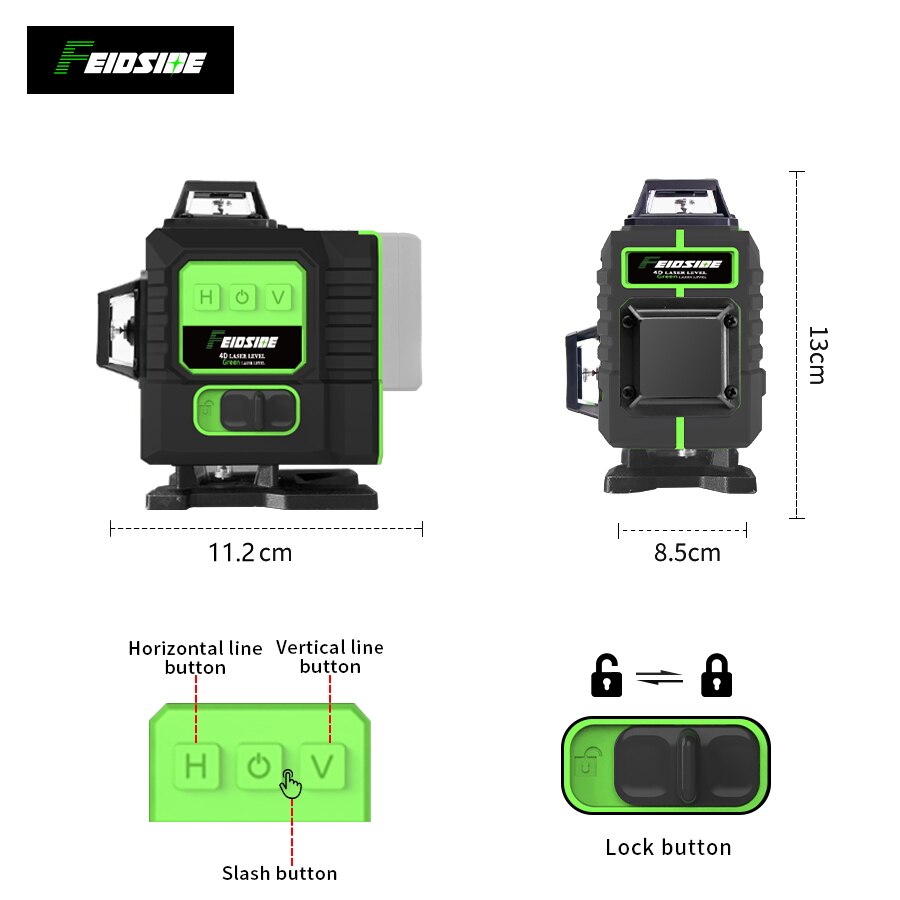 FEIDSIDE 16/12Line Green Laser - Laser Level Rotary review and price