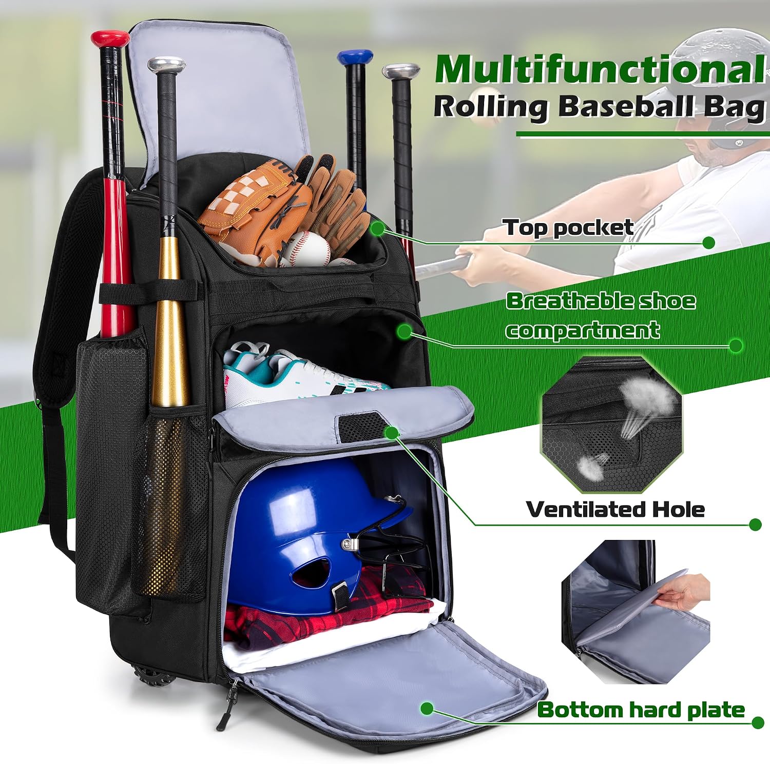 Rolling Baseball Backpack With - Heavy Equipment In review and price